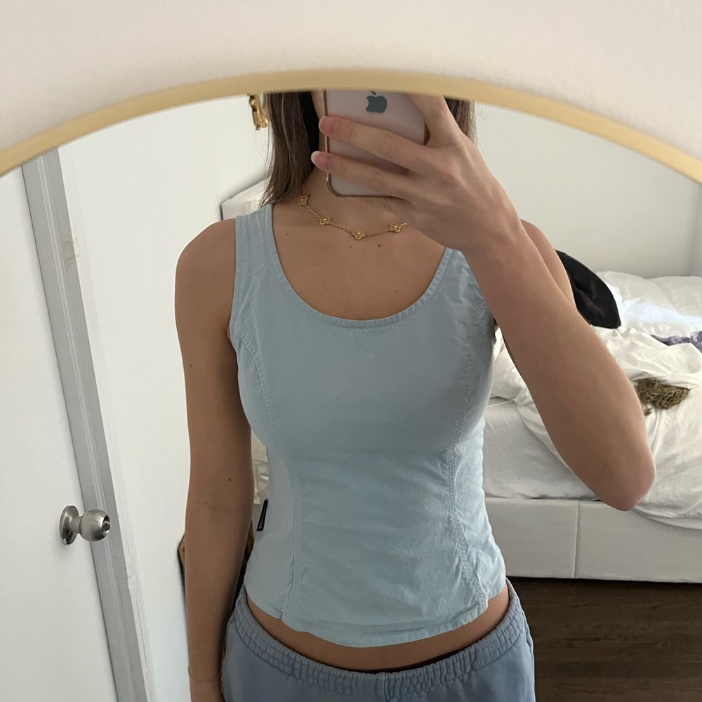 Dolce and Gabbana light blue corset top